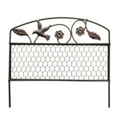 Enchanted Garden™ 1'4"H X 1'6"W Bird & Leaf Steel Garden Border Fence