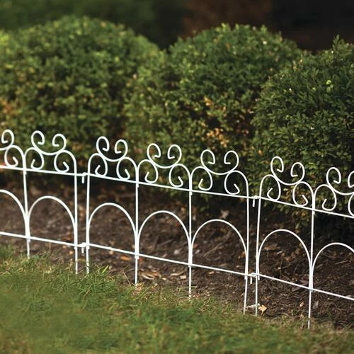 Enchanted Garden™ 1'2"H X 7.5'W Ornate Steel White Garden Border Fence 4 Enchanted Garden™ 1'2"H X 7.5'W Ornate Steel White Garden Border Fence - Image 2