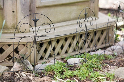 Enchanted Garden™ 1'6"H X 8'W Romantic Steel Black Garden Border Fence 3 Enchanted Garden™ 1'6"H X 8'W Romantic Steel Black Garden Border Fence