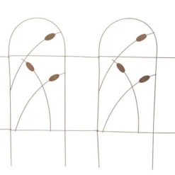 Enchanted Garden™ 2'8"H X 8'W Cattail Steel Bronze Garden Border Fence