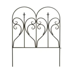 Enchanted Garden™ 2'7"H X 2'W Heart And Finial Steel Black Garden Border Fence