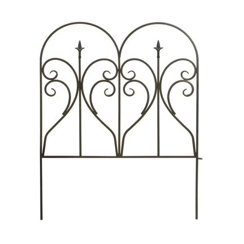 Enchanted Garden™ 2'7"H X 2'W Heart And Finial Steel Black Garden Border Fence 3 Enchanted Garden™ 2'7"H X 2'W Heart And Finial Steel Black Garden Border Fence