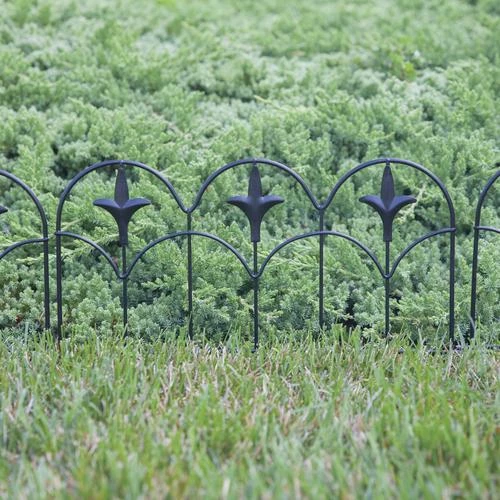 Enchanted Garden™ 11"H X 15"W Finial Steel Black Garden Border Fence 4 Enchanted Garden™ 11"H X 15"W Finial Steel Black Garden Border Fence - Image 2