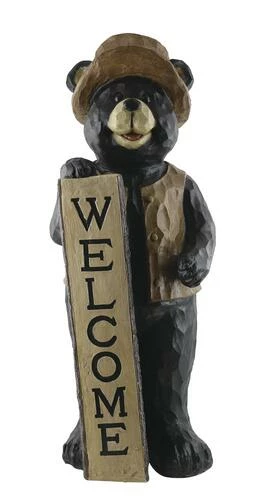 Enchanted Garden™ 40" Standing Bear Statue With Welcome Sign 3 Enchanted Garden™ 40" Standing Bear Statue With Welcome Sign