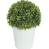 Enchanted Garden™ 14.5" Artificial Boxwood Topiary Ball With White Pot
