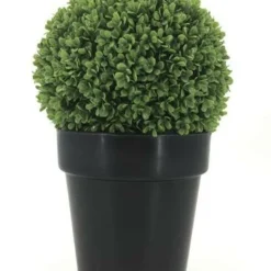 Enchanted Garden™ 14.5" Artificial Boxwood Topiary Ball With Black Pot