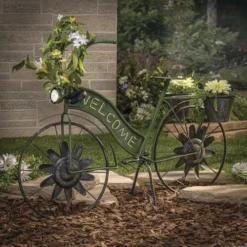 Enchanted Garden™ 37" LED Solar Metal Antique Bicycle With Planters -The Thrive Yard Sales 2335870MND glam