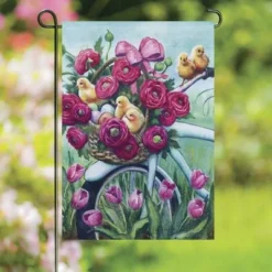 Enchanted Garden™ 12.5" X 18" Garden Flag - Assorted Styles -The Thrive Yard Sales 2723272 Floral Bicycle Chicks GARDEN Flag scenic