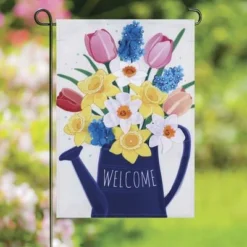 Enchanted Garden™ 12.5" X 18" Applique Flag - Assorted Styles -The Thrive Yard Sales 2723273 Spring Flower Watering Can scenic APPLIQUE flag