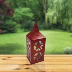 Enchanted Garden™ 17" Metal Cut Out Flameless Candle LED Lantern - Assorted Colors -The Thrive Yard Sales 277 5111 Lifestyle 1