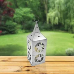 Enchanted Garden™ 17" Metal Cut Out Flameless Candle LED Lantern - Assorted Colors -The Thrive Yard Sales 277 5111 Lifestyle 2