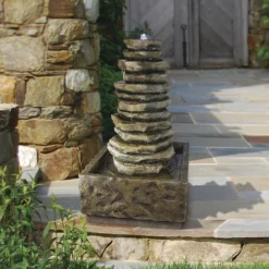 Enchanted Garden™ 34.1" Tiered Rock Outdoor Water Fountain -The Thrive Yard Sales 277 5228 P SC