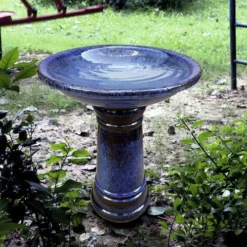 Enchanted Garden™ 17" Ceramic Bird Bath - Assorted Colors -The Thrive Yard Sales 277 5261 Blue SC