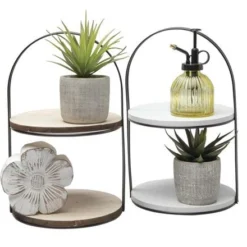 Enchanted Garden™ White 2-Tier Mini Tray -The Thrive Yard Sales 277 6155 6156 2tiertraywithitems04 InStore 4100px