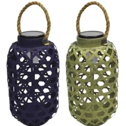 Enchanted Garden™ 12" Bamboo Solar LED Lantern - Assorted Colors