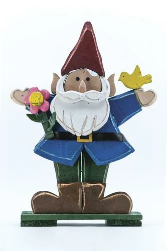 Enchanted Garden™ 27" Wood Gnome With Flower 8 Enchanted Garden™ 27" Wood Gnome With Flower - Image 6