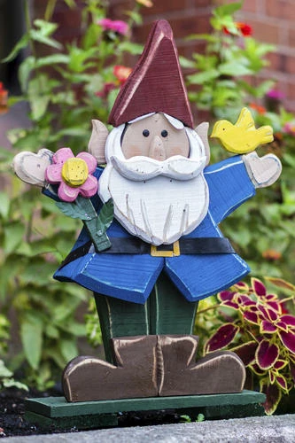 Enchanted Garden™ 27" Wood Gnome With Flower 7 Enchanted Garden™ 27" Wood Gnome With Flower - Image 5