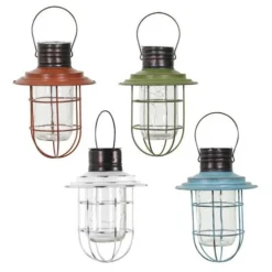 Enchanted Garden™ 14" Metal & Glass Solar LED Lantern - Assorted Colors