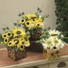 Enchanted Garden™ 10" Artificial Daisies & Sunflowers With Metal Container - Assorted Styles