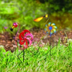Enchanted Garden™ Bird Garden Spinner Stake - Assorted -The Thrive Yard Sales 2774914 ZMN490568 Pelican Flamingo Stake Asst CMYK Scenic