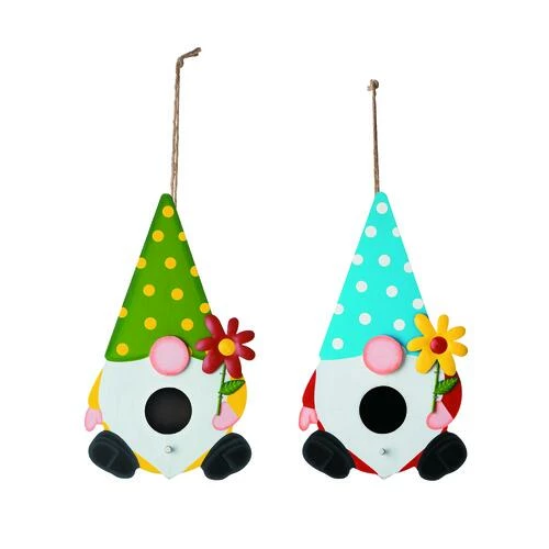 Enchanted Garden 12" Wooden Gnome Bird House - Assorted Styles 2 Enchanted Garden 12" Wooden Gnome Bird House - Assorted Styles