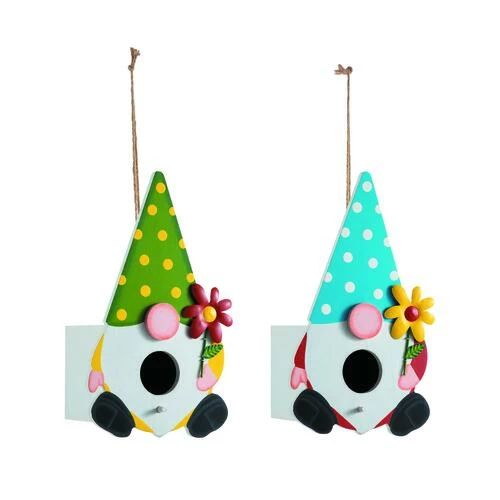 Enchanted Garden 12" Wooden Gnome Bird House - Assorted Styles 4 Enchanted Garden 12" Wooden Gnome Bird House - Assorted Styles - Image 3