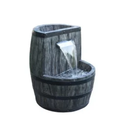 Enchanted Garden™ 23.5" Tiered Whiskey Barrel Outdoor Water Fountain -The Thrive Yard Sales 2775238 P LF