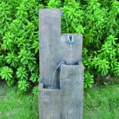 Enchanted Garden™ 35.8" Tiered Wood Block Outdoor Water Fountain