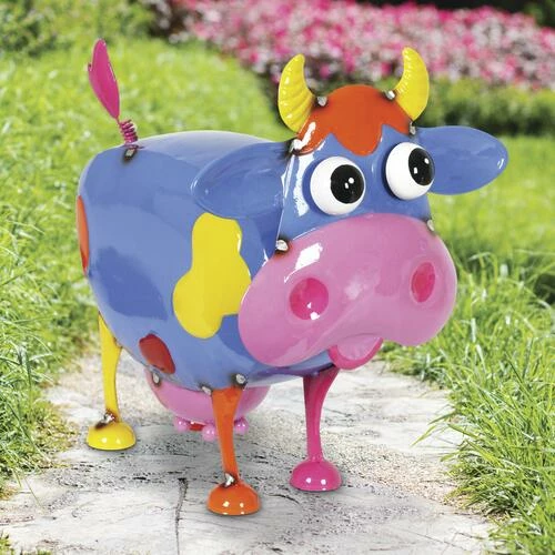 Enchanted Garden™ 10.2" Metal Cow Statue 4 Enchanted Garden™ 10.2" Metal Cow Statue - Image 2