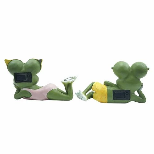 Enchanted Garden™ 7" Sunbathing Solar Frog Statue - Assorted Styles 4 Enchanted Garden™ 7" Sunbathing Solar Frog Statue - Assorted Styles - Image 2