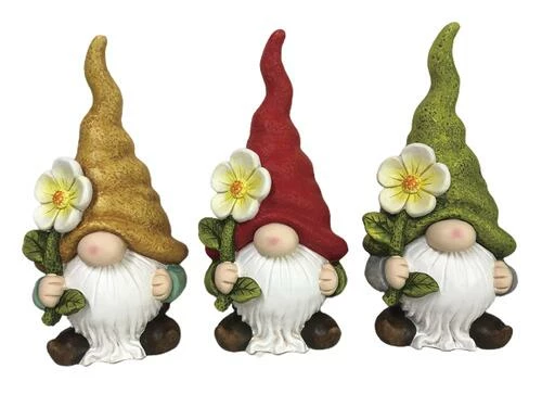 Enchanted Garden™ 17.3" Gnome Statue With Flower - Assorted Styles 3 Enchanted Garden™ 17.3" Gnome Statue With Flower - Assorted Styles