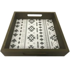 Enchanted Garden™ 11.75" X 6.3" Aztec Printed Wood Tray -The Thrive Yard Sales 2775445 B P LS
