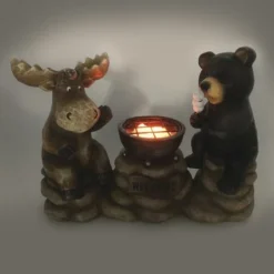 Enchanted Garden™ 8.4" Resin Solar Moose & Bear Statue -The Thrive Yard Sales 2775494 P AP