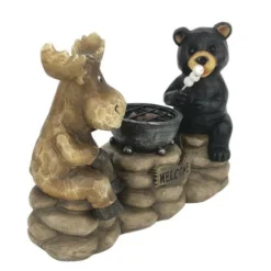 Enchanted Garden™ 8.4" Resin Solar Moose & Bear Statue -The Thrive Yard Sales 2775494 P LS