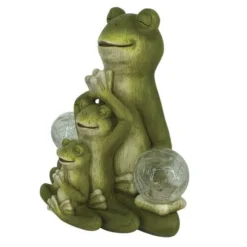 Enchanted Garden™ 11.4" Solar Frog Trio Statue -The Thrive Yard Sales 2775505 P RS