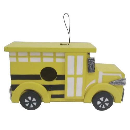 Enchanted Garden® 5.5" Wood School Bus Bird House 3 Enchanted Garden® 5.5" Wood School Bus Bird House