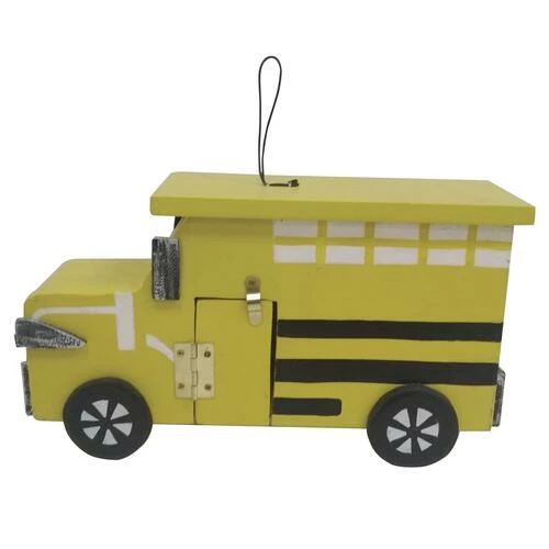 Enchanted Garden® 5.5" Wood School Bus Bird House 4 Enchanted Garden® 5.5" Wood School Bus Bird House - Image 2