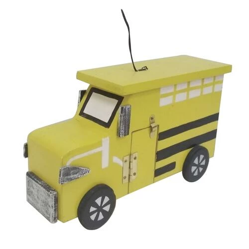 Enchanted Garden® 5.5" Wood School Bus Bird House 6 Enchanted Garden® 5.5" Wood School Bus Bird House - Image 4