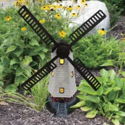 Enchanted Garden™ 14.1" Resin Solar Lighthouse Windmill -The Thrive Yard Sales 2775519 P AP