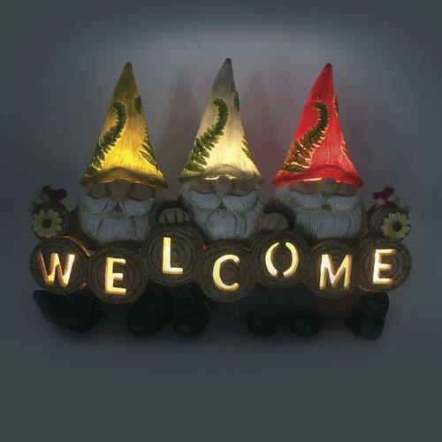 Enchanted Garden™ 10.6" Resin Solar Welcome Gnome Trio 6 Enchanted Garden™ 10.6" Resin Solar Welcome Gnome Trio - Image 4