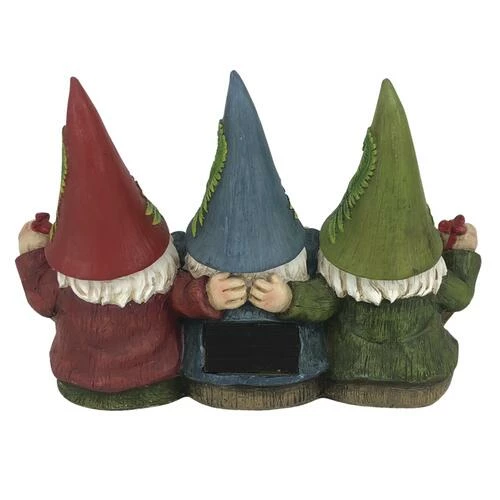 Enchanted Garden™ 10.6" Resin Solar Welcome Gnome Trio 4 Enchanted Garden™ 10.6" Resin Solar Welcome Gnome Trio - Image 2