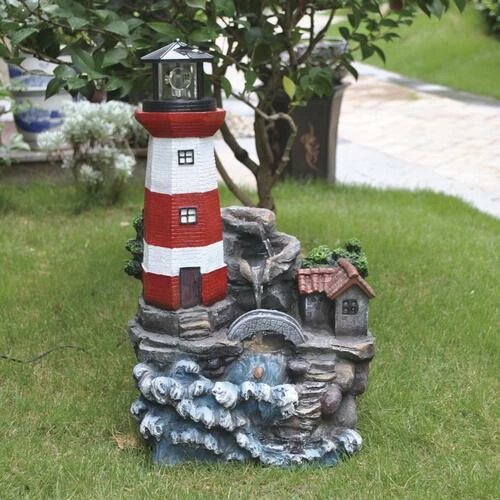 Enchanted Garden™ 20.3" Tiered Solar Lighthouse Outdoor Water Fountain 5 Enchanted Garden™ 20.3" Tiered Solar Lighthouse Outdoor Water Fountain - Image 3