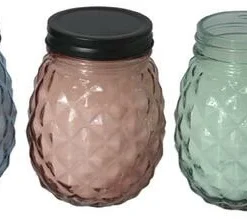 Enchanted Garden™ 9 Oz. Glass Pineapple Jar Citronella Candle - Assorted Colors -The Thrive Yard Sales 2775550 3pack