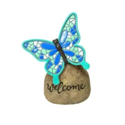 Enchanted Garden™ 5.91" Resin Blue Butterfly Message Stone
