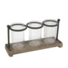 Enchanted Garden™ 12.2" Wood & Metal Base With 3 Glass Vases -The Thrive Yard Sales 2775652