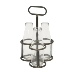 Enchanted Garden™ 12.4" Metal Holder With 3 Glass Bottles