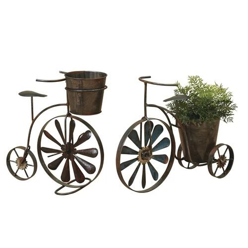 Enchanted Garden™ 14.6" Metal Tricycle Planter With Wind Spinner Spokes - Assorted Styles 3 Enchanted Garden™ 14.6" Metal Tricycle Planter With Wind Spinner Spokes - Assorted Styles