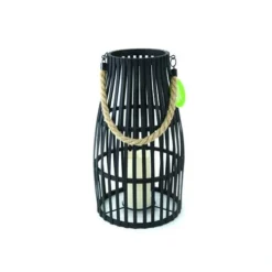 Enchanted Garden™ 17.7" Black Wooden LED Lantern -The Thrive Yard Sales 2775818 P BK