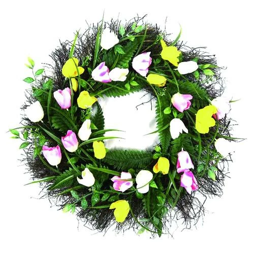 Enchanted Garden™ 22" Tulips Wreath Outdoor Wall Art 3 Enchanted Garden™ 22" Tulips Wreath Outdoor Wall Art