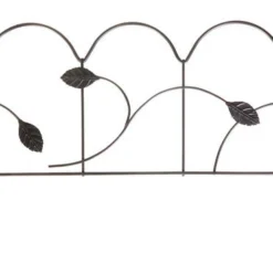 Enchanted Garden™ 11"H X 15"W Leaf Steel Black Garden Border Fence